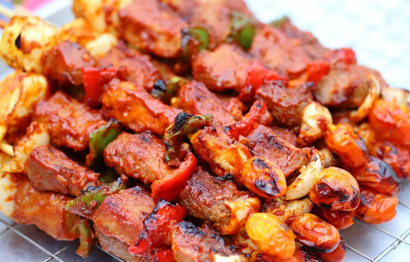 Photo wallpaper meat, kebab, spices