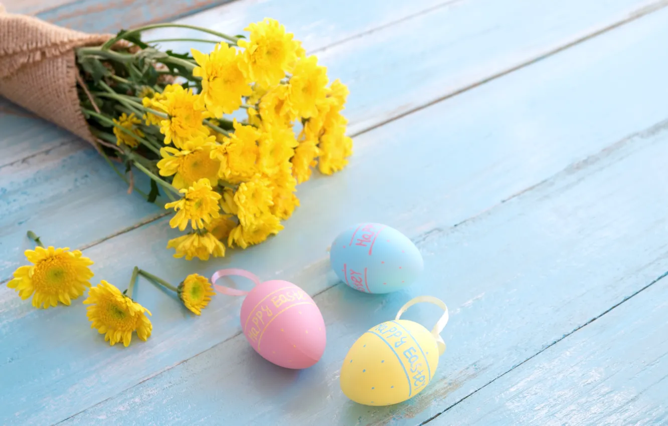 Photo wallpaper flowers, holiday, eggs, spring, Easter