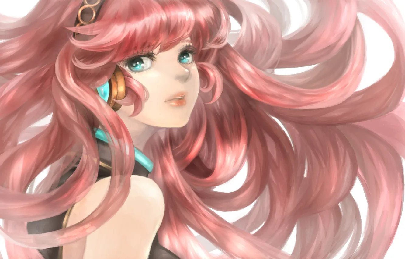 Photo wallpaper look, girl, hair, headphones, art, vocaloid, megurine luka, Vocaloid