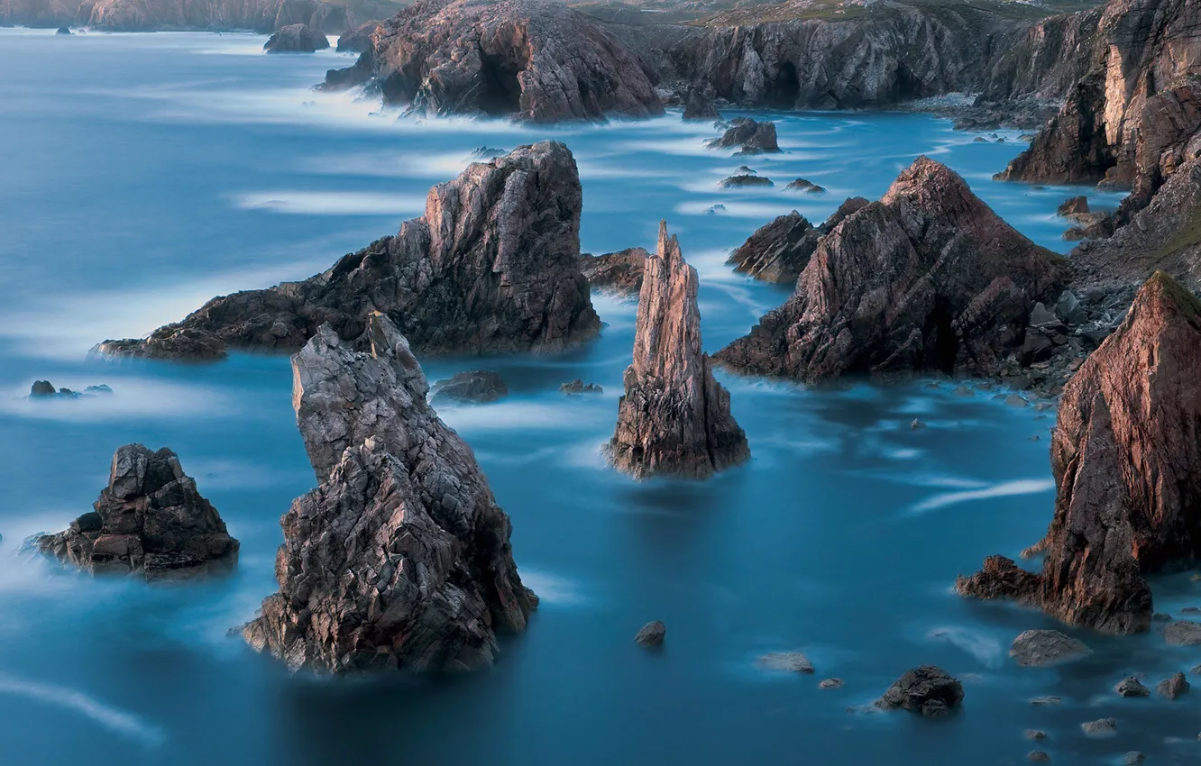 Photo wallpaper sea, stones, rocks, shore, Scotland, Isle of Lewis