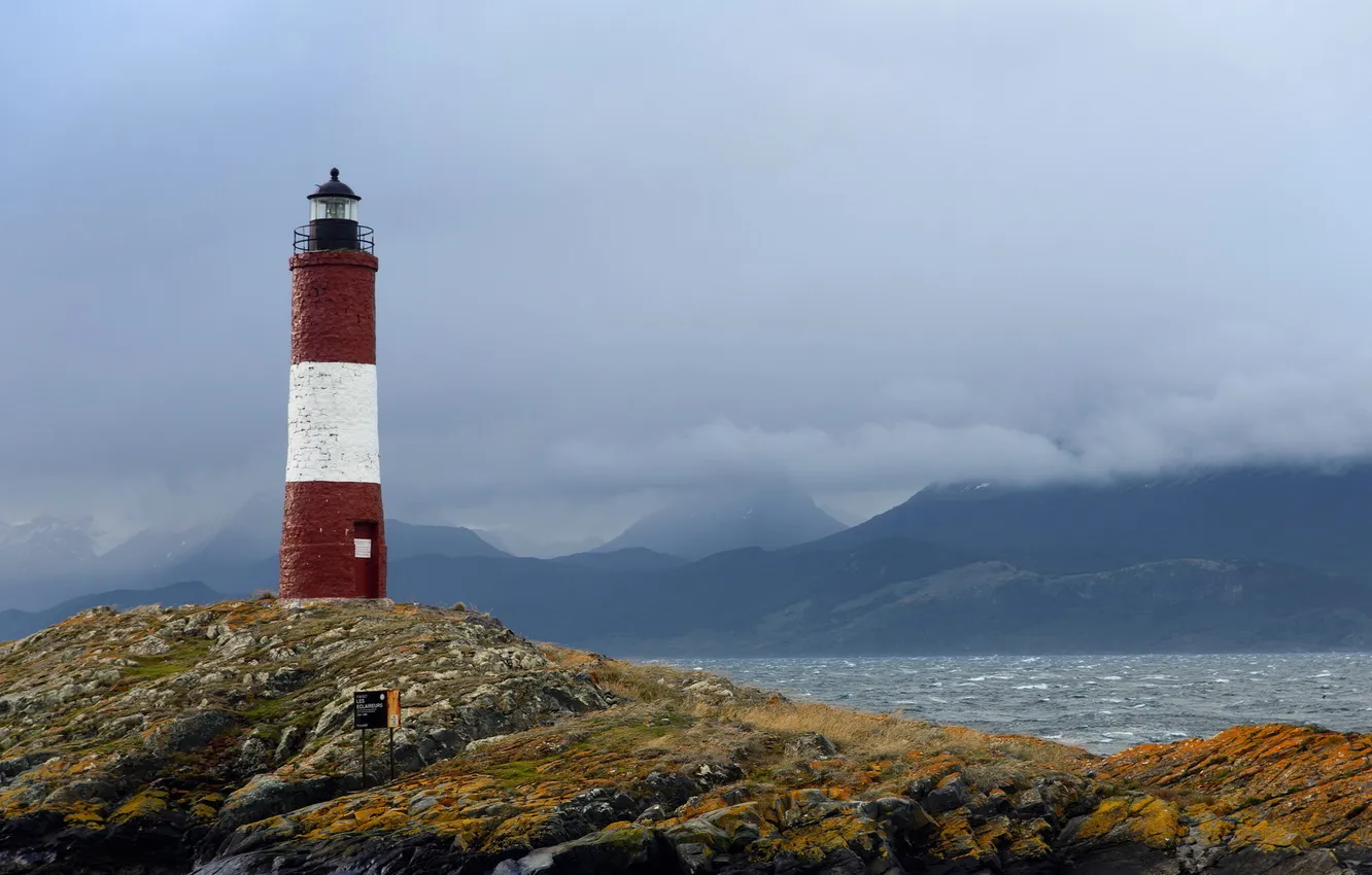 Photo wallpaper sea, landscape, mountains, lighthouse