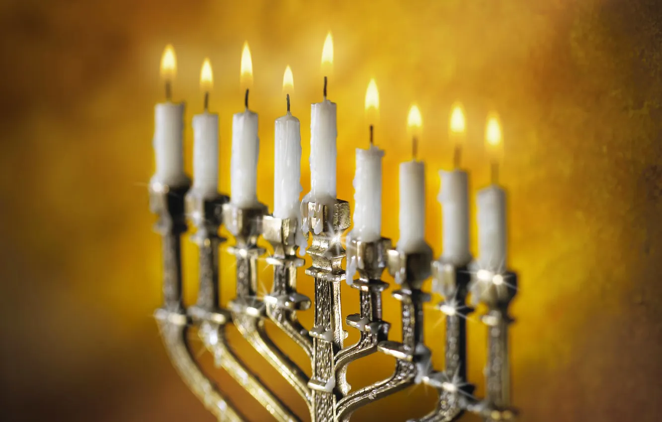 Photo wallpaper flame, holiday, candles, menorah