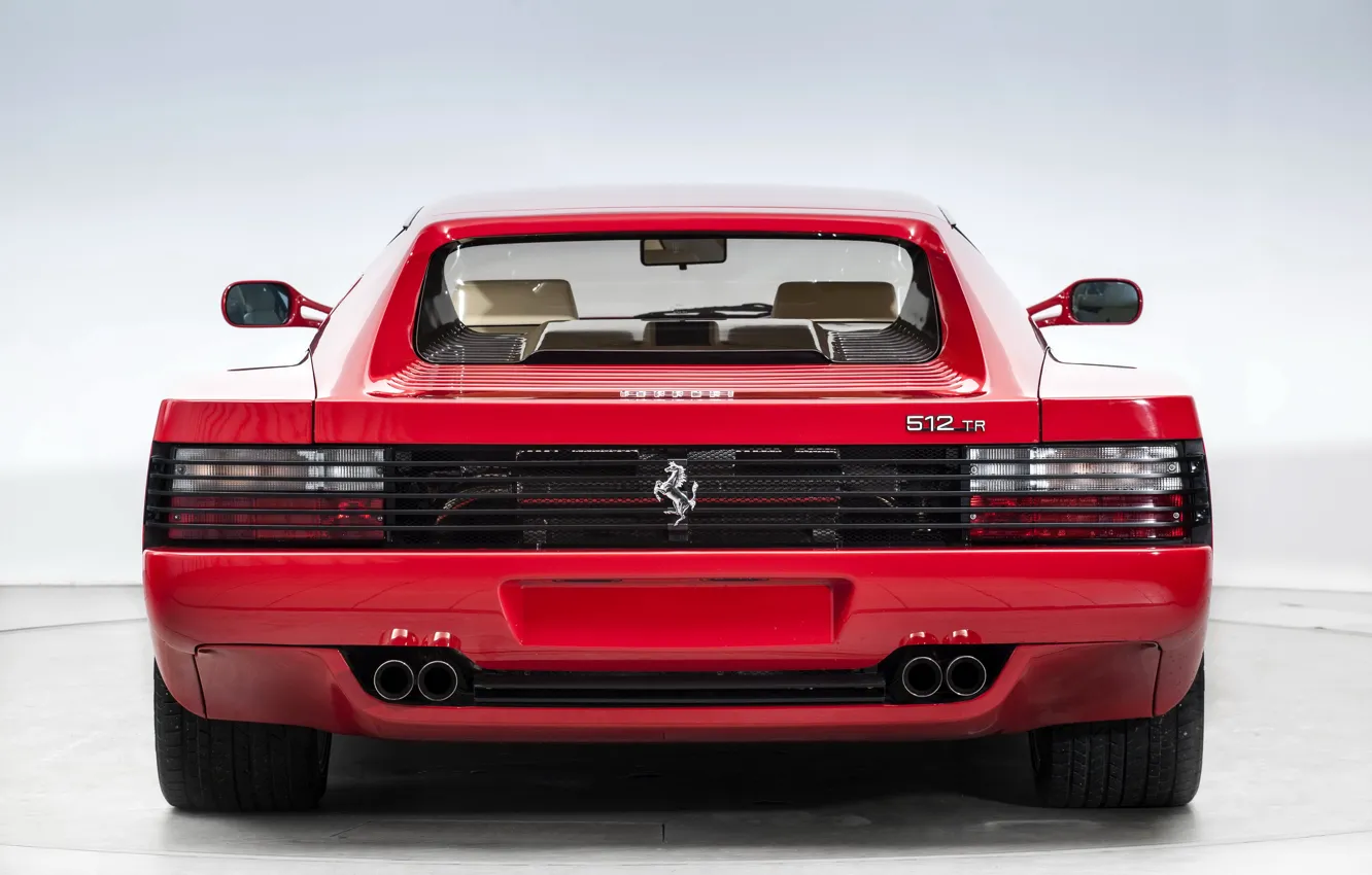 Photo wallpaper Red, Supercar, Rear view, Ferrari Testarossa, Ferrari 512 TR
