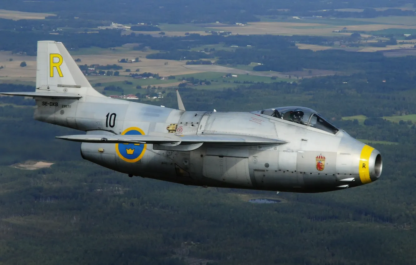 Photo wallpaper fighter, pilot, The Saab 29 Fighter, Cockpit, You CAN, Swedish air force