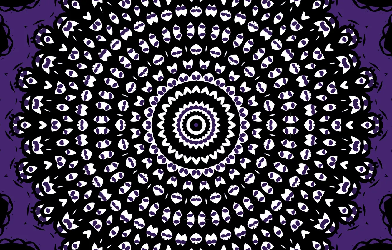 Photo wallpaper purple, pattern, round, kaleidoscope