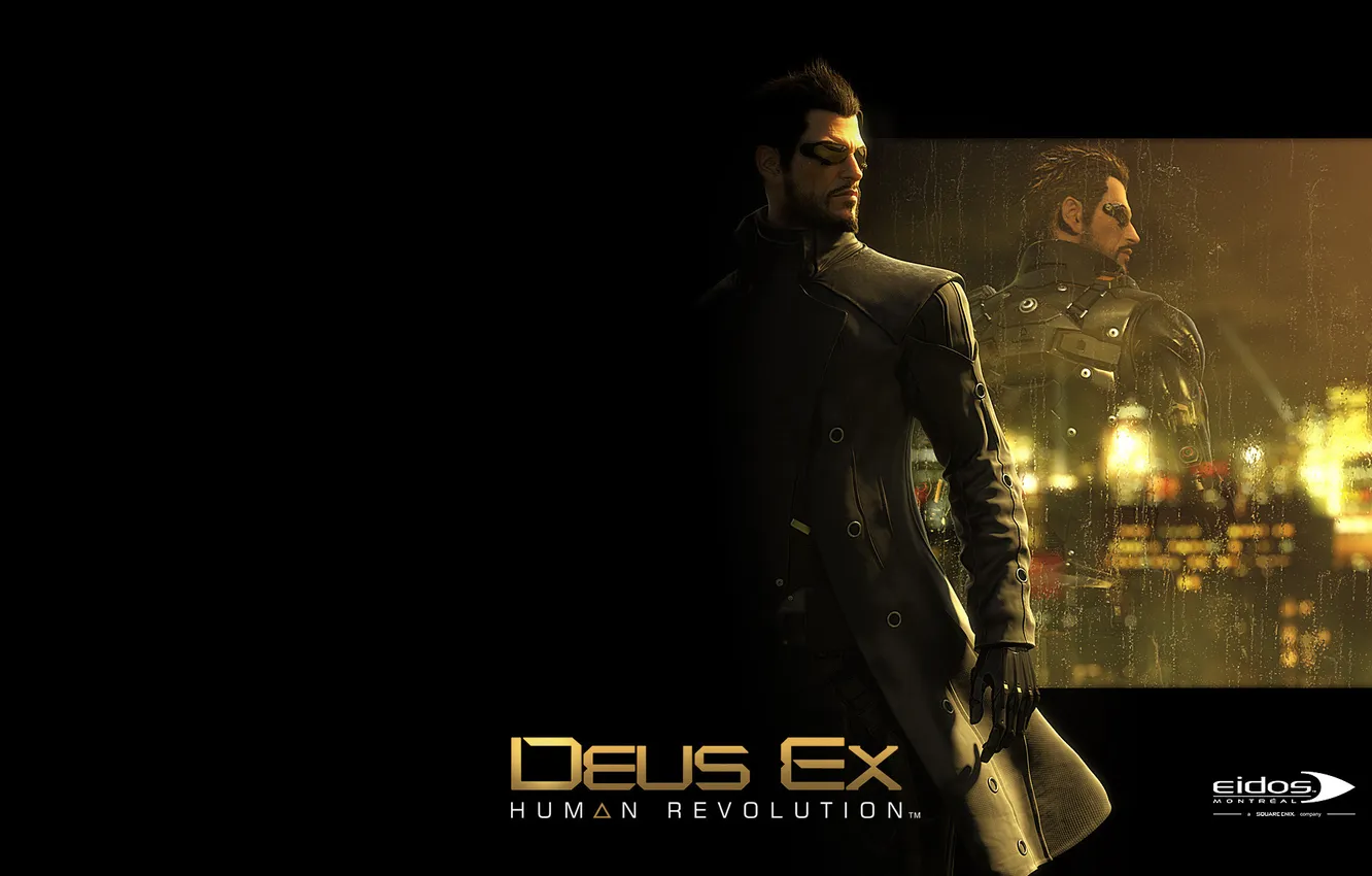 Photo wallpaper rain, cloak, deus ex