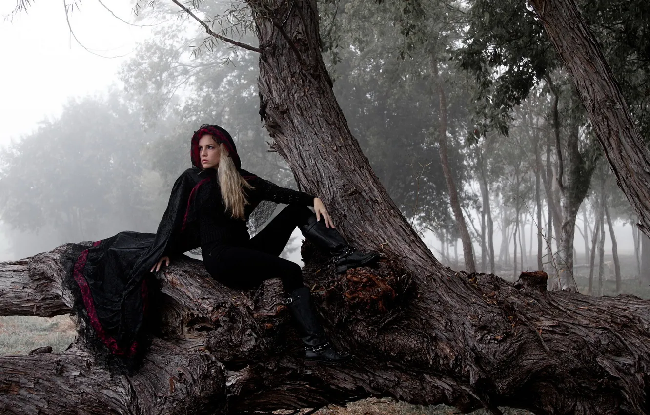 Photo wallpaper girl, trees, background