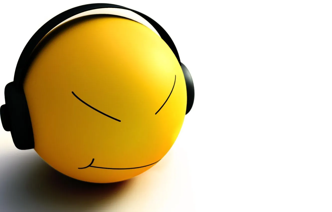 Photo wallpaper mood, headphones, smiley