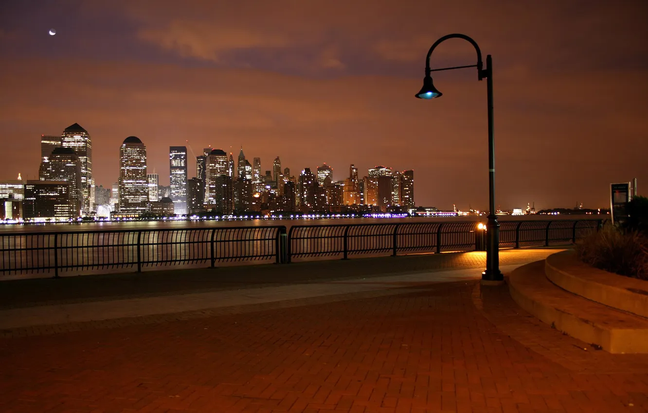 Photo wallpaper the city, lights, skyscrapers, evening