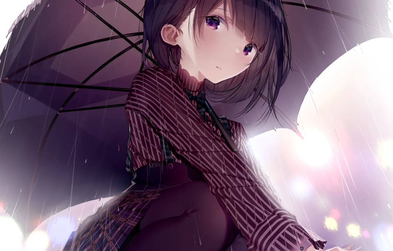 Photo wallpaper look, umbrella, girl