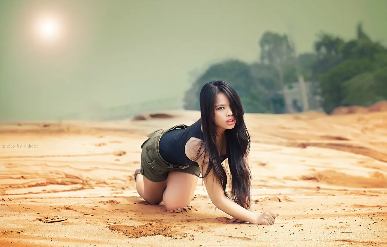 Photo wallpaper girl, pose, Asian