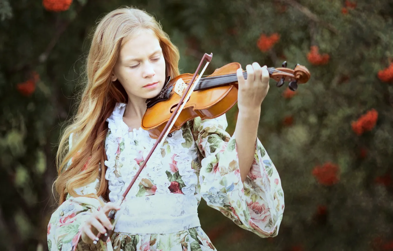 Photo wallpaper girl, music, violin