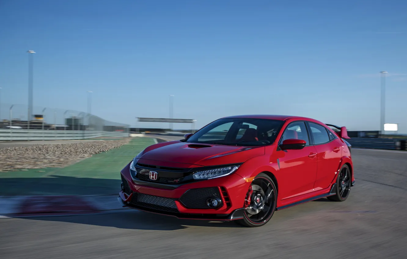Photo wallpaper red, speed, track, Honda, hatchback, the five-door, 2019, Civic Type R