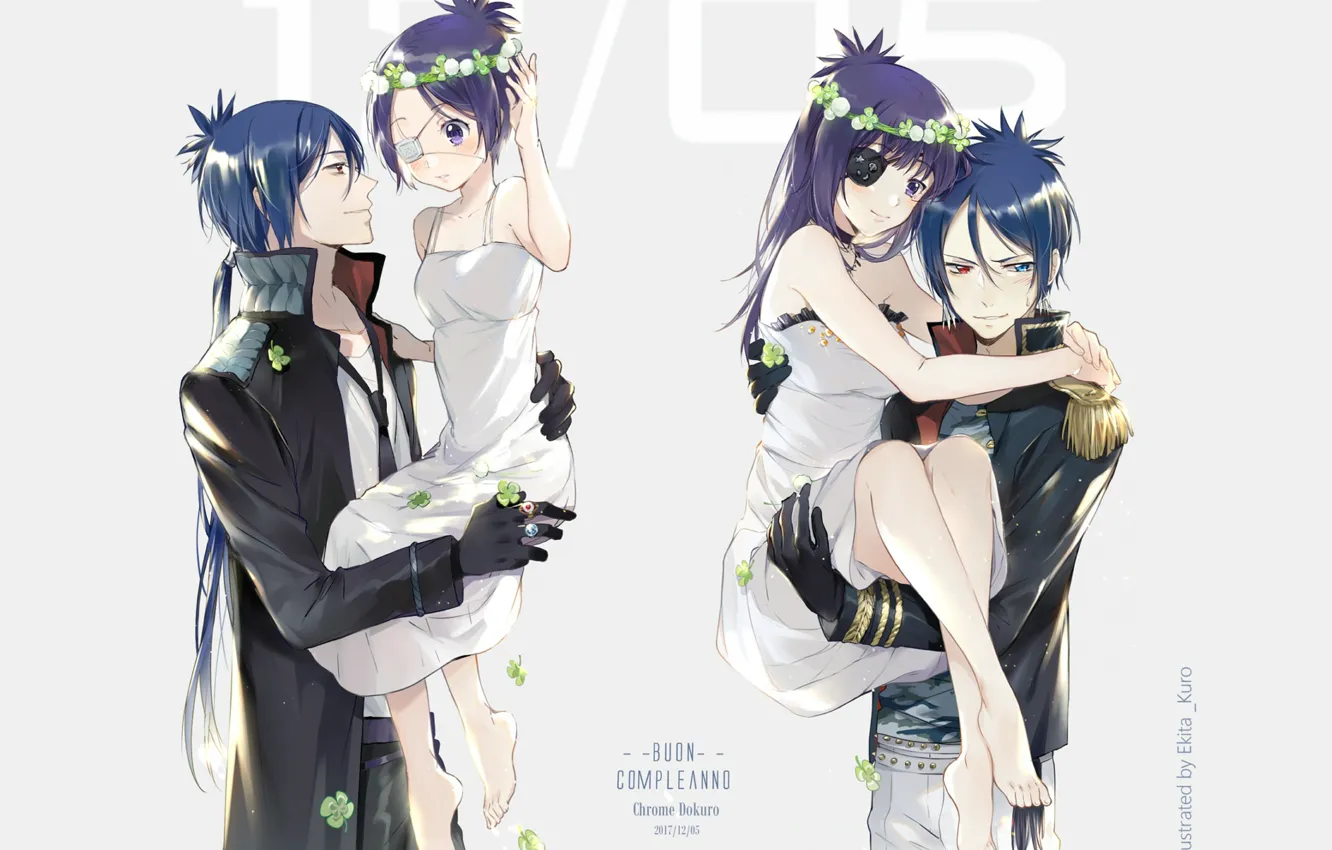 Photo wallpaper Katekyo Hitman REBORN!, two, Rakudo Mukuro, girl, art, guy
