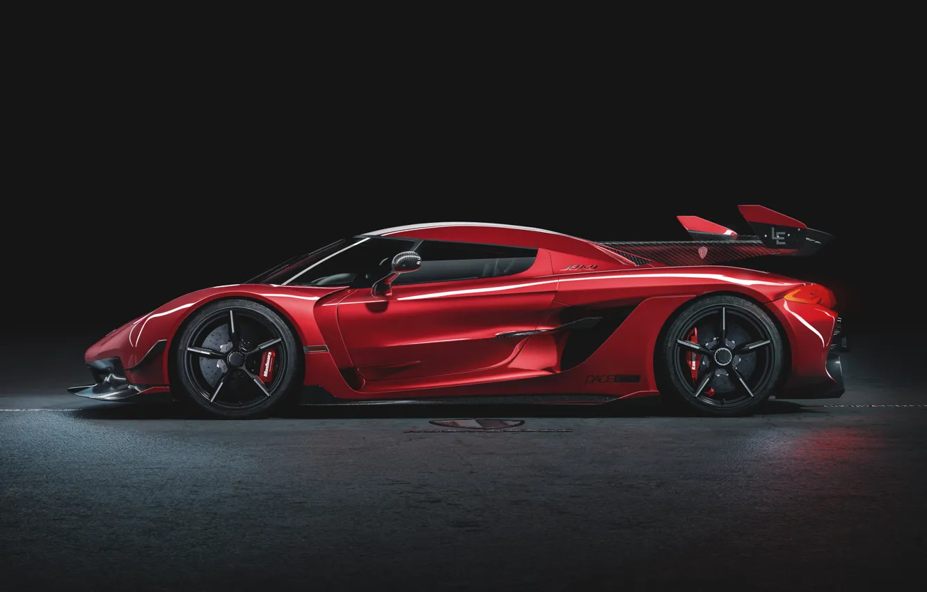 Photo wallpaper Koenigsegg, supercar, side view, hypercar, 2019, Jesko, 1600 HP, Cherry Red Edition