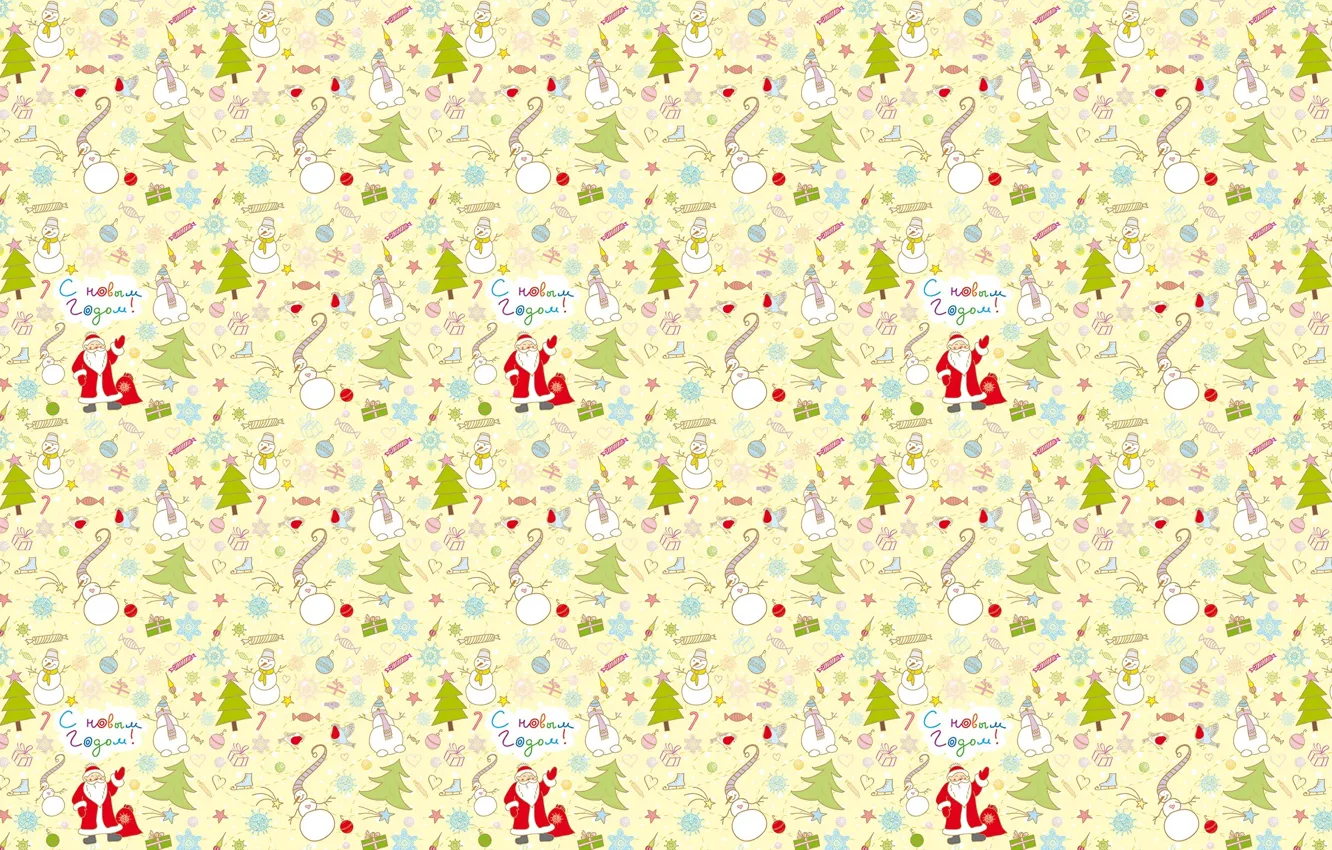 Photo wallpaper background, mood, holiday, tree, texture, gifts, New year, snowman