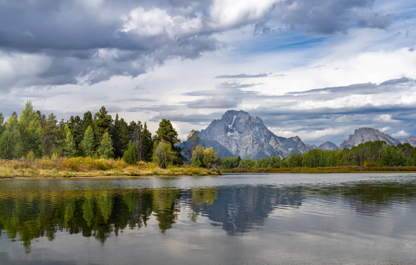 Photo wallpaper mountains, lake, USA, Grand Teton National