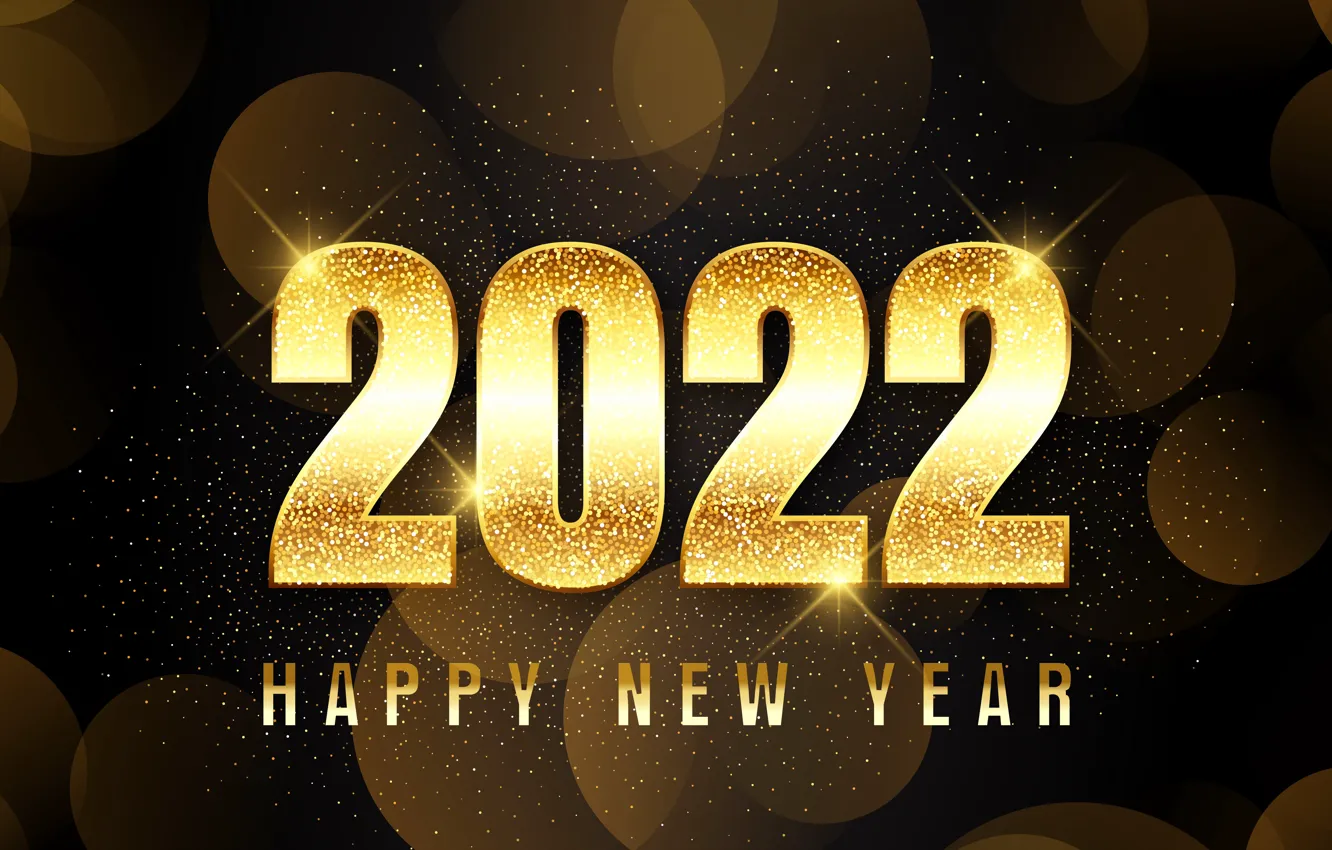 Photo wallpaper gold, new year, golden, black background, New Year, decoration, Happy, Sparkling