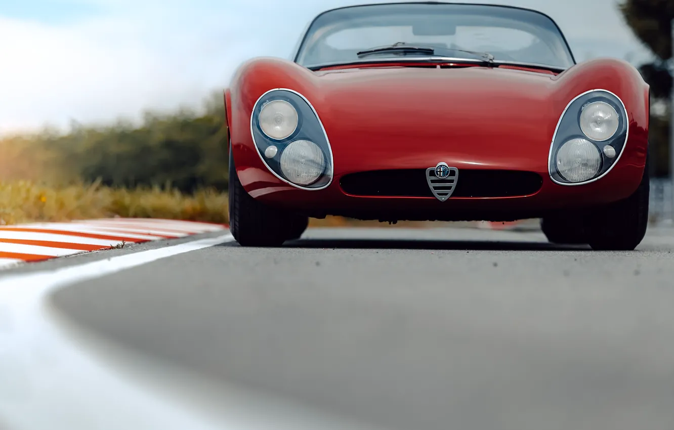 Photo wallpaper Alfa Romeo, 1967, front view, 33 Road, Type 33, Alfa Romeo 33 Stradale Prototype