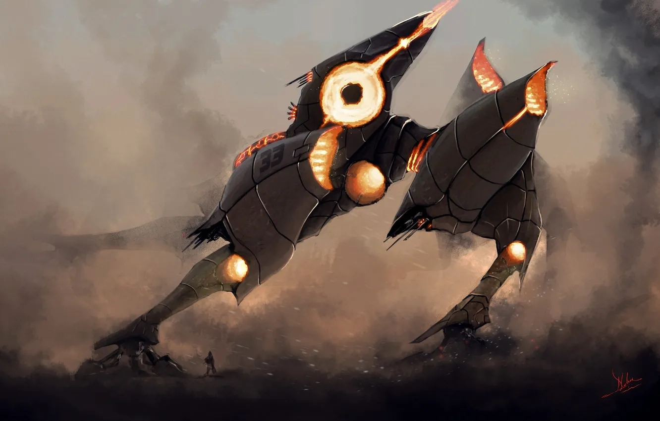 Photo wallpaper people, robot, dust, art, haze, fur