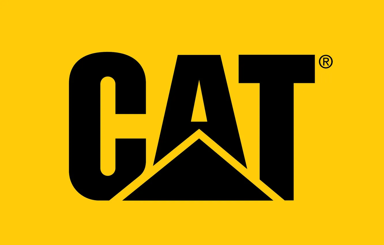 Photo wallpaper logo, cat, construction, caterpillar, mining