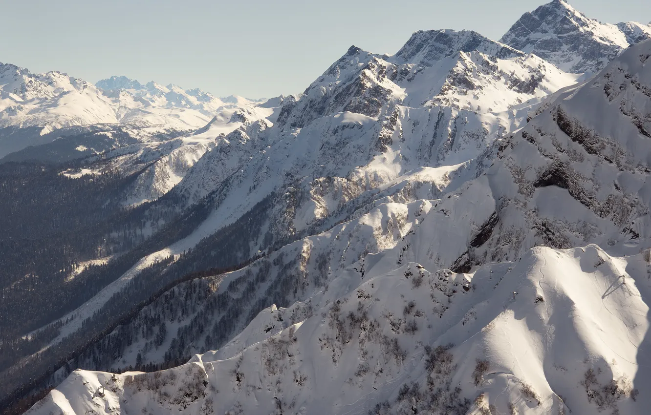 Photo wallpaper winter, mountains, Sochi, The Caucasian ridge, Anastasia Chavykina