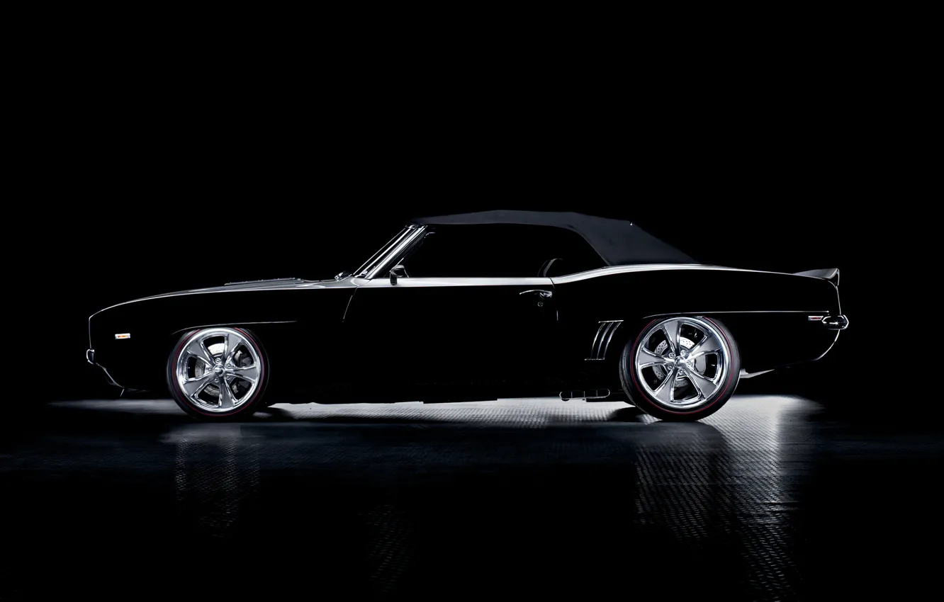 Photo wallpaper black, Chevrolet, Camaro, convertible, Chevrolet, muscle car, black, muscle car