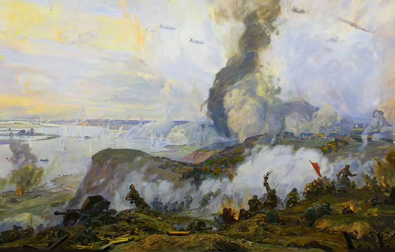 Photo wallpaper river, war, picture, battle, soldiers, Moscow, WWII, The great Patriotic war