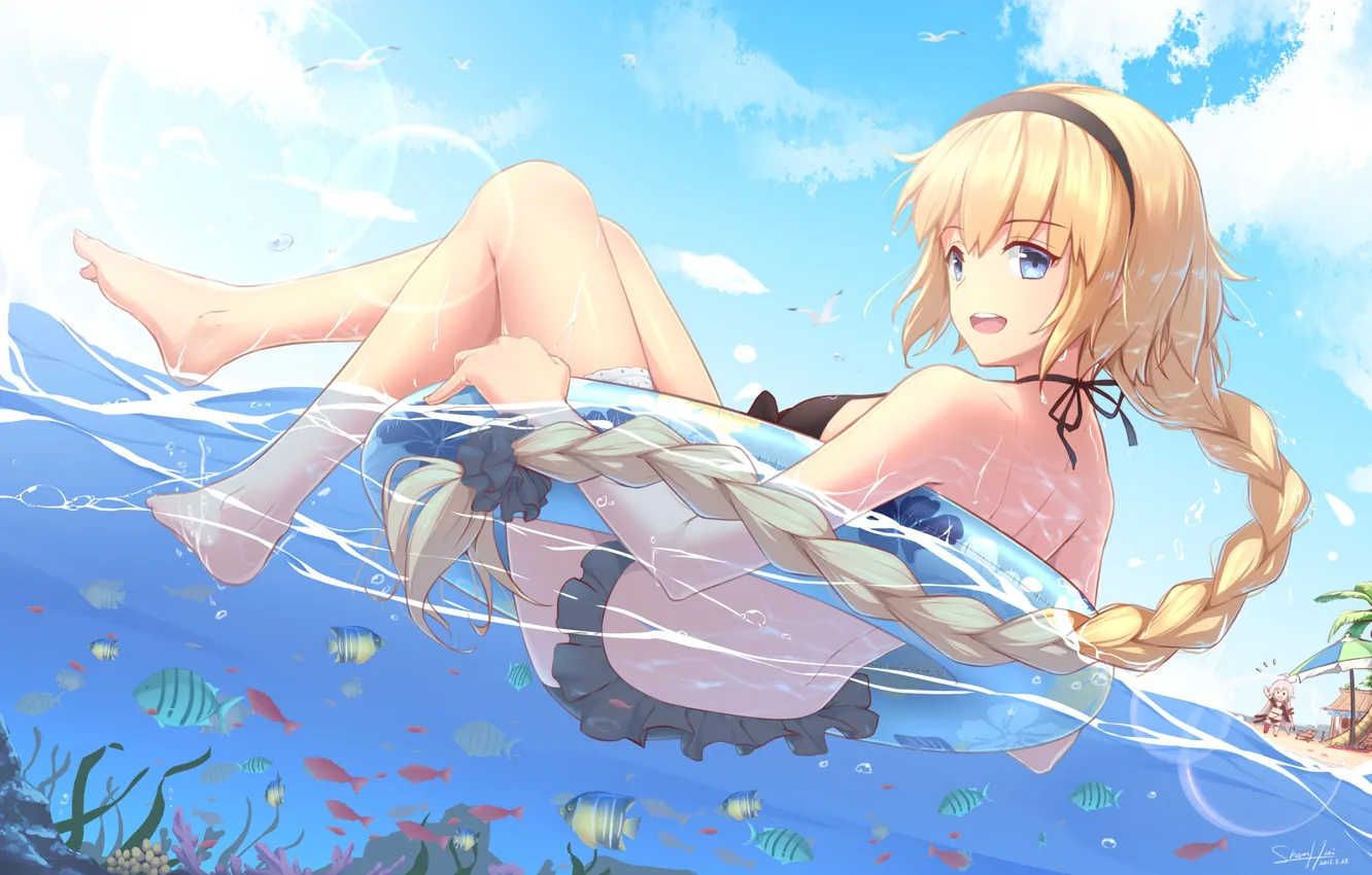 Photo wallpaper Water, Sea, Girl, Blonde, Round, Fate / Grand Order, The destiny of a great campaign, …