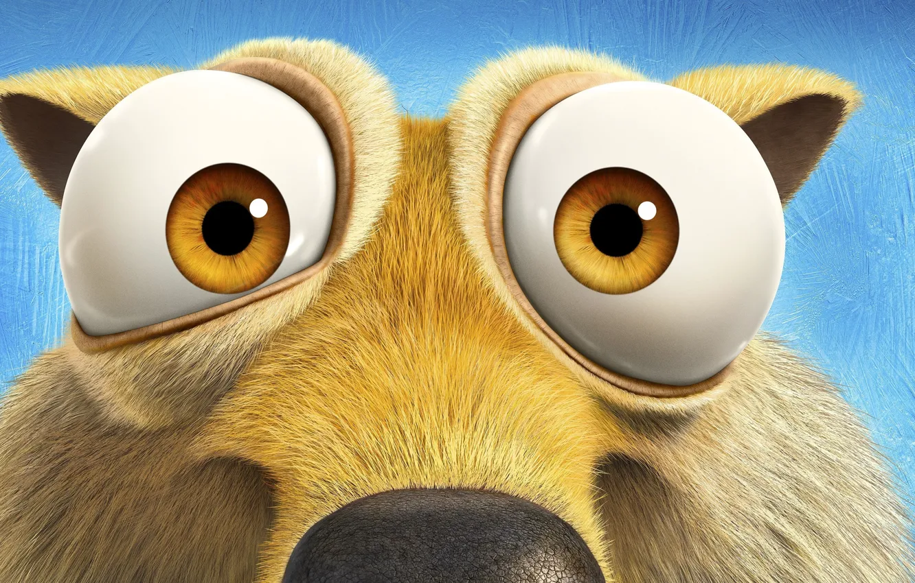 Photo wallpaper cinema, Ice Age, ice, eyes, cartoon, movie, face, animal
