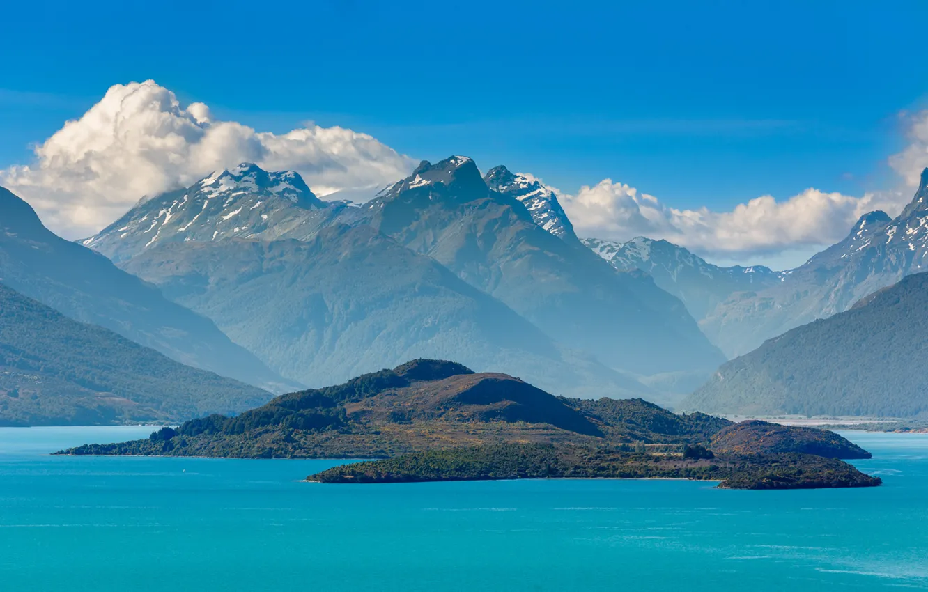 Photo wallpaper New Zealand, mountain, island, Lake Wakatipu