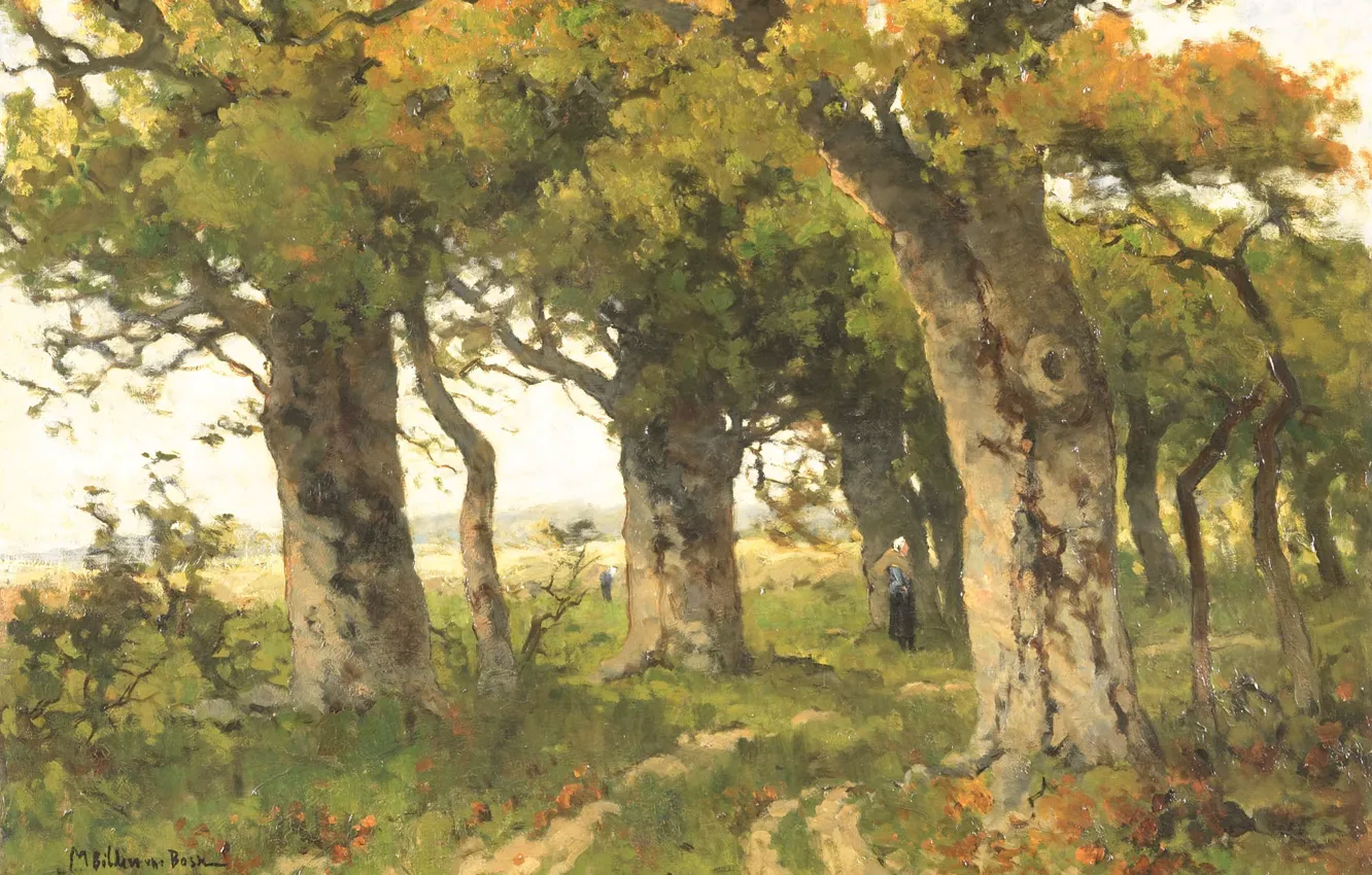 Photo wallpaper landscape, oil, picture, canvas, 1900, Marie Bilders-van Bosse, Maria Philippine bilders-van Boss, Oak Alley at …