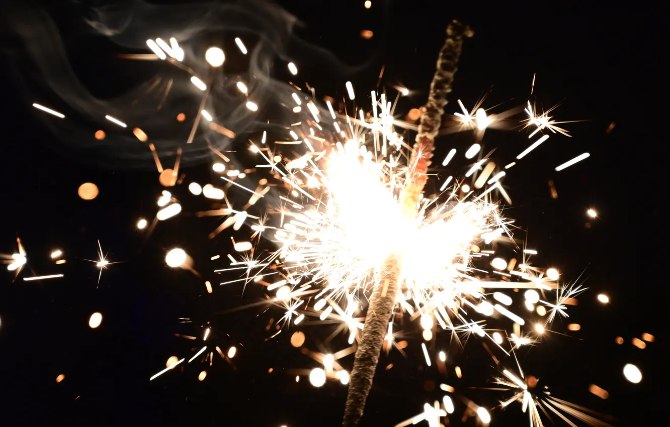 Photo wallpaper gold, black, new year, 2025, 2024, sparklers