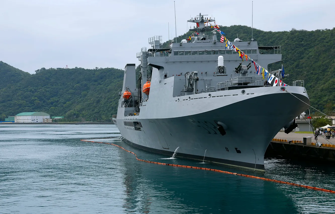 Photo wallpaper security ship, Taiwan Navy, ROCN Panshih, AOE-532