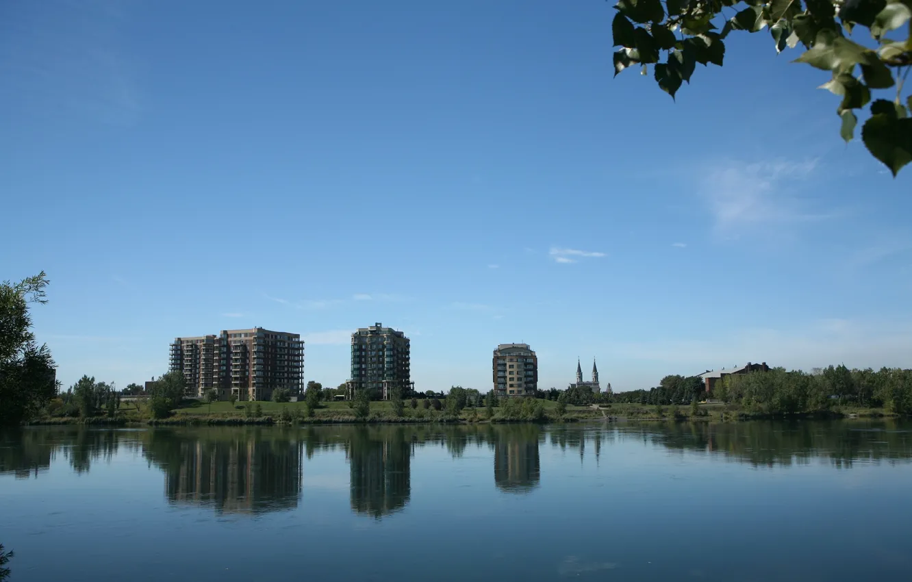 Photo wallpaper city, river, Town