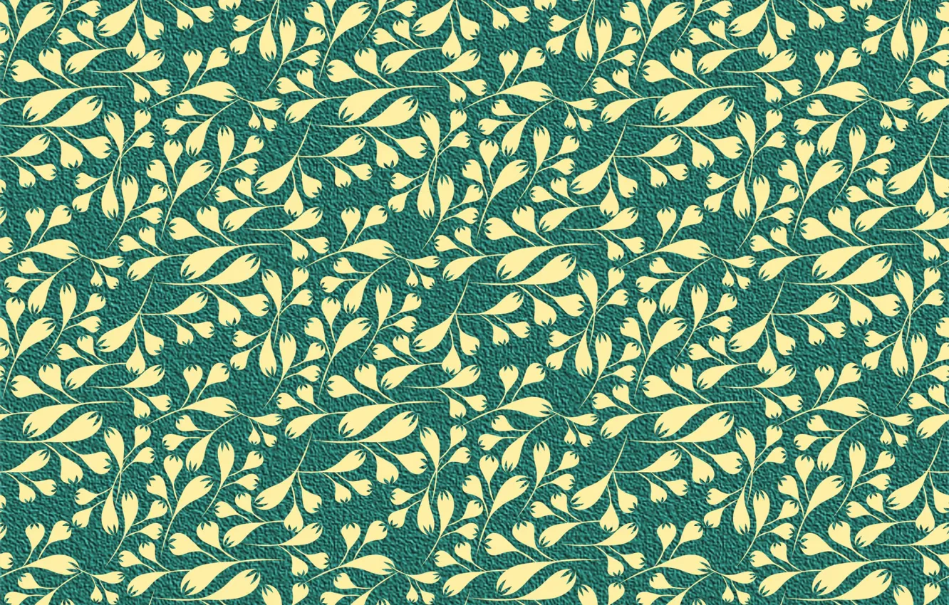Photo wallpaper flowers, yellow, green, background, pattern, flowers, pattern, seamless
