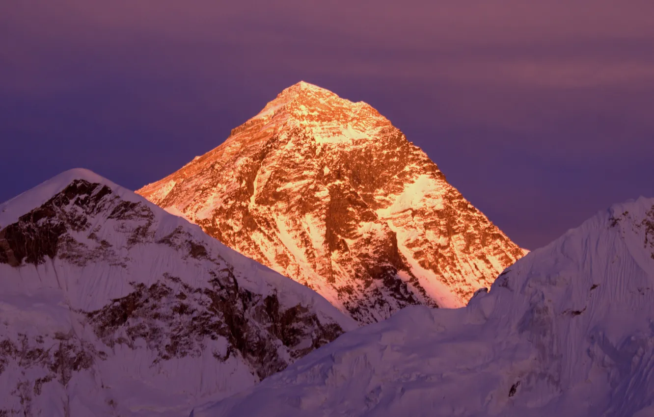 Photo wallpaper winter, the sky, snow, mountains, nature, rocks, Chomolungma, Everest