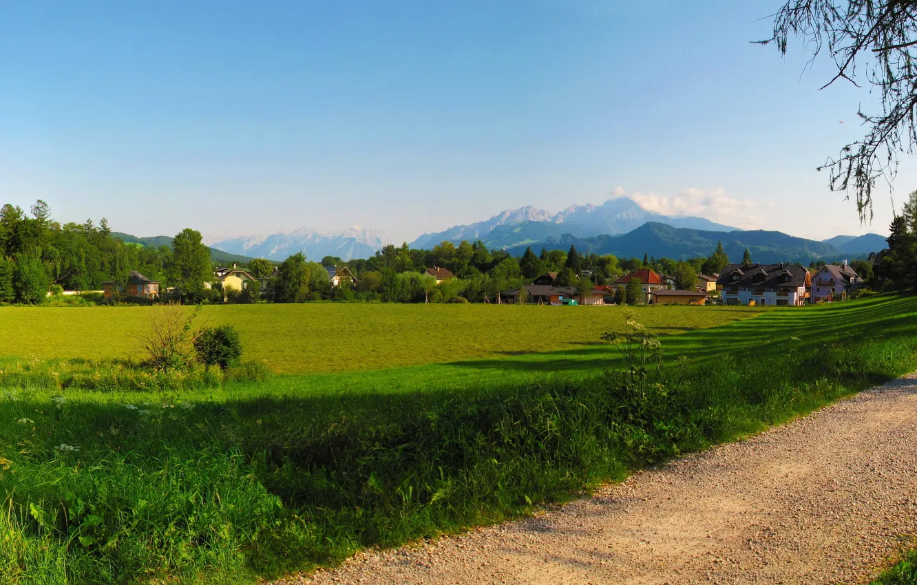 Photo wallpaper field, landscape, mountains, home, Austria, Salzburg, nature., Salsburg