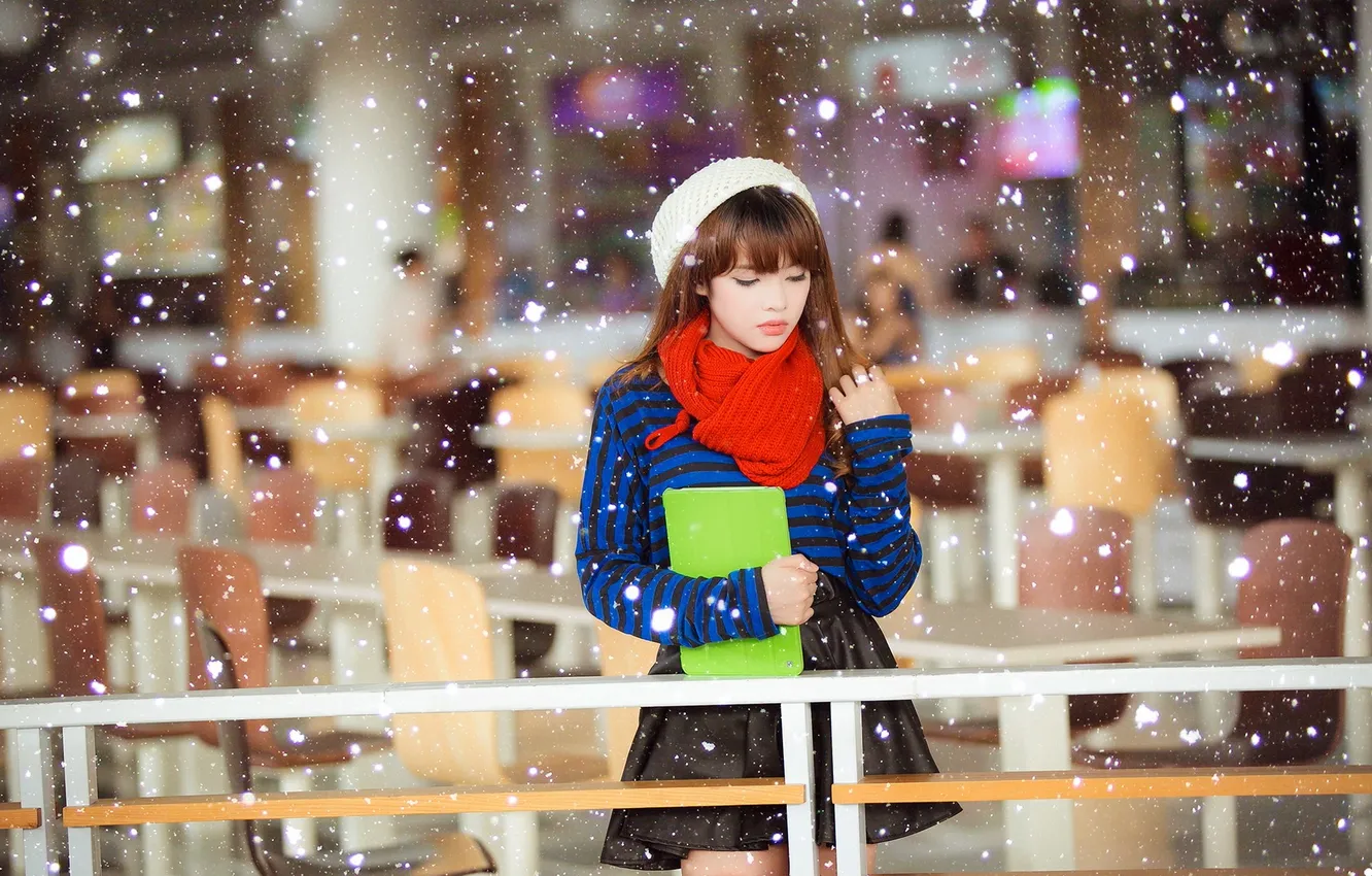 Photo wallpaper girl, background, Asian