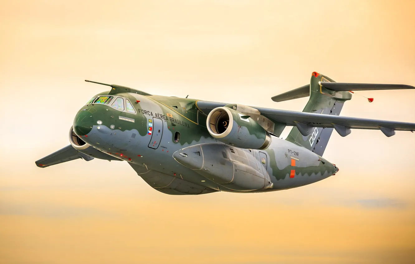 Photo wallpaper flying, Brazil, FAB, Embraer, KC-390, turbines, developed and manufactured by Embraer Defesa e Seg, Embraer …