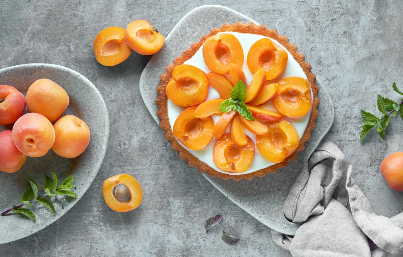Photo wallpaper pie, peaches, mint, apricot, Anya Ivanova