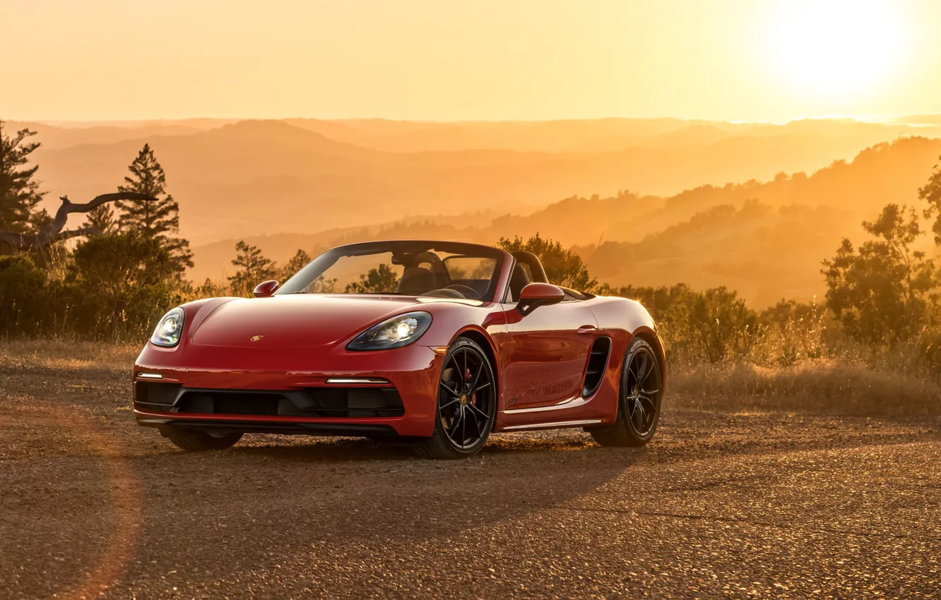 Photo wallpaper sunset, Porsche, Boxster, GTS, 718, 2019