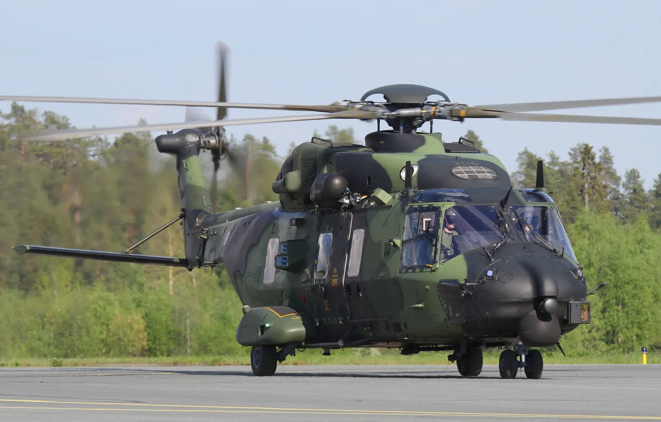 Photo wallpaper helicopter, the airfield, blades