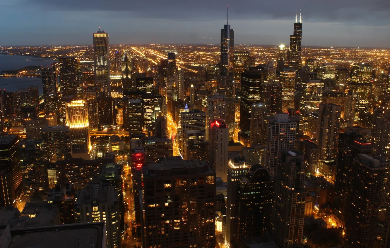 Photo wallpaper city, height, skyscrapers, USA, America, Chicago, Chicago, USA