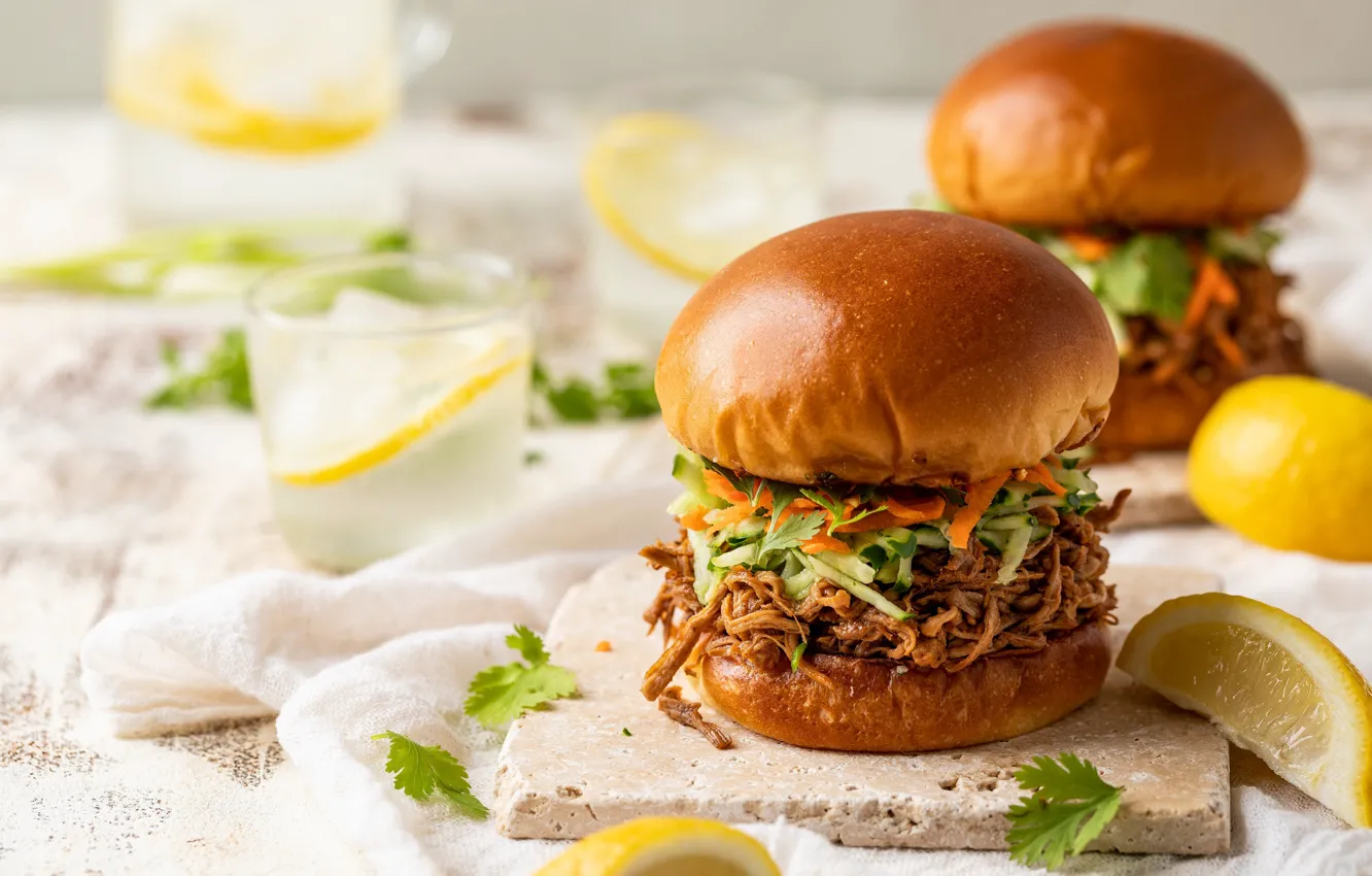 Photo wallpaper lemon, filling, Burger