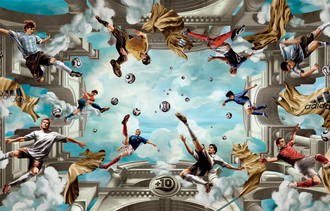 Photo wallpaper football, balls, beckham, adidas, zidane, football, messi, kaka