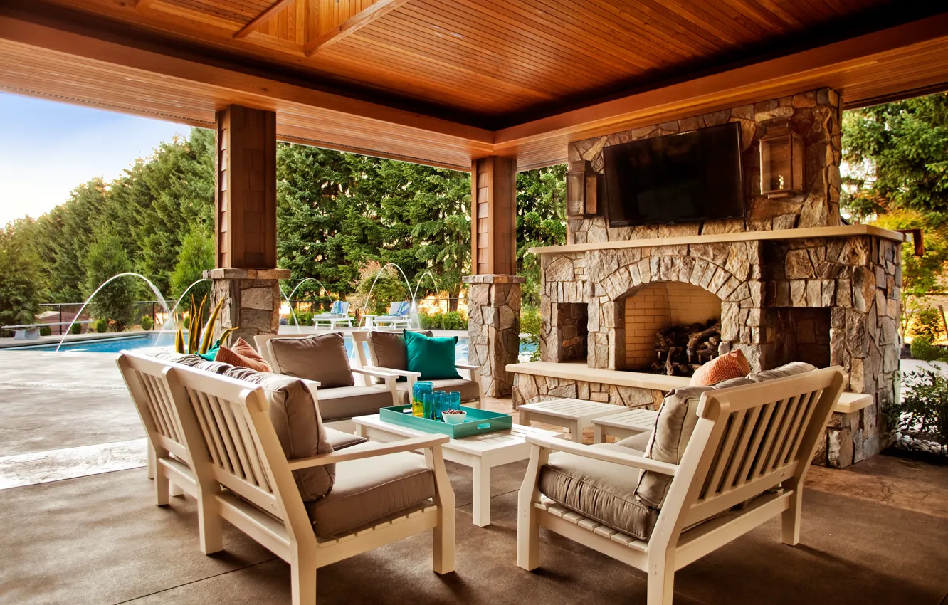 Photo wallpaper design, style, interior, chair, oven, terrace