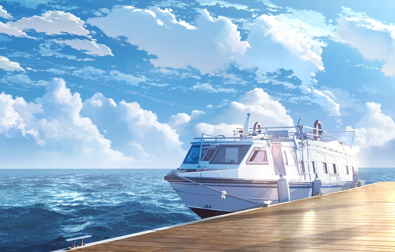 Photo wallpaper sea, Marina, yacht