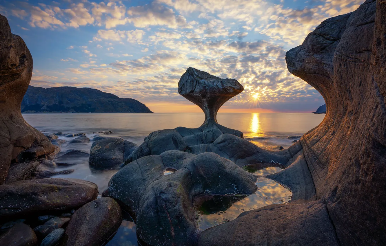 Photo wallpaper sea, rocks, Norway, Sogn and Fjordane