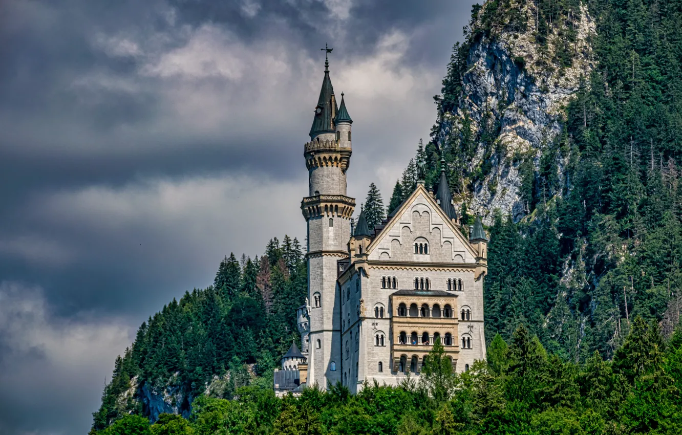 Photo wallpaper forest, mountains, castle, rocks, Germany, Bayern, Germany, Bavaria